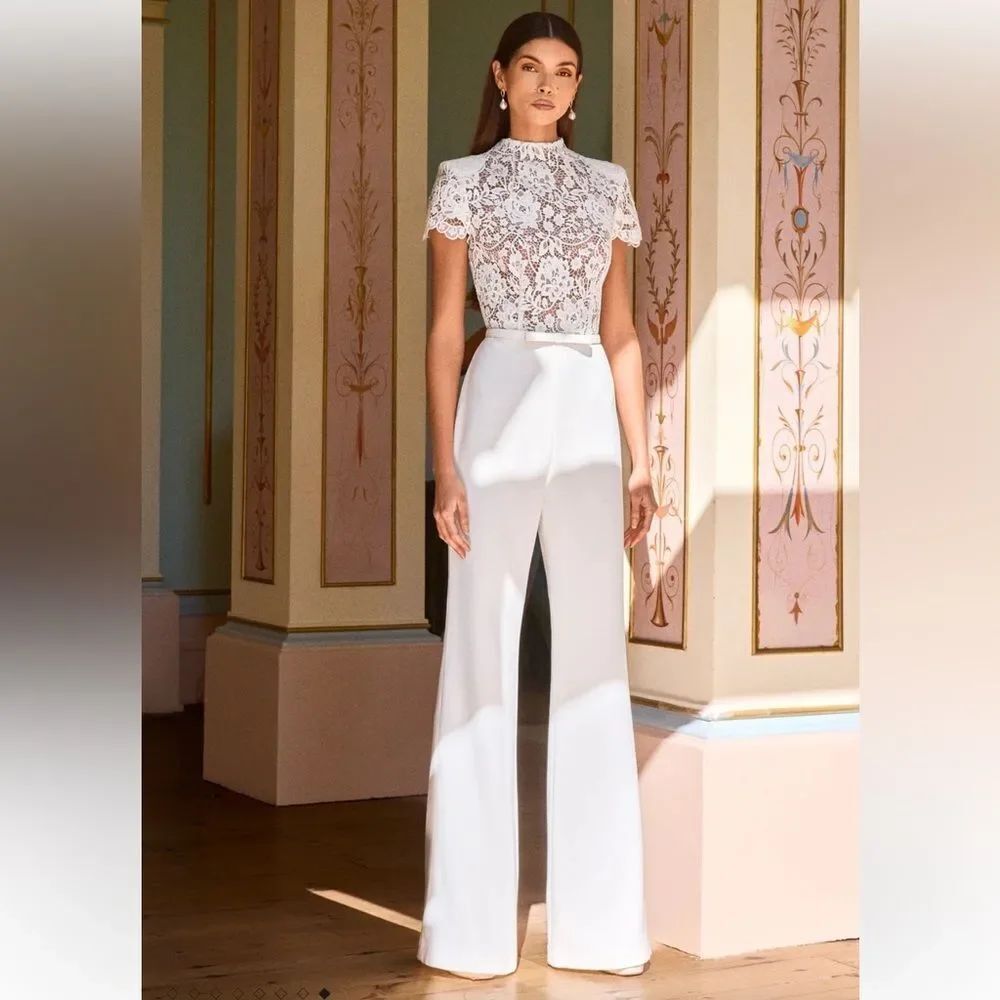 Nadine Merabi Hattie White Jumpsuit NWT